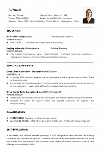 Black and White Universal Word Resume Template with Photo